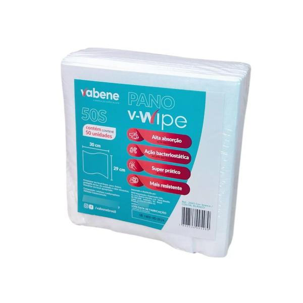 Imagem de Pano V Wipe 50S 30x29cm Branco Pac 50 Kit 12