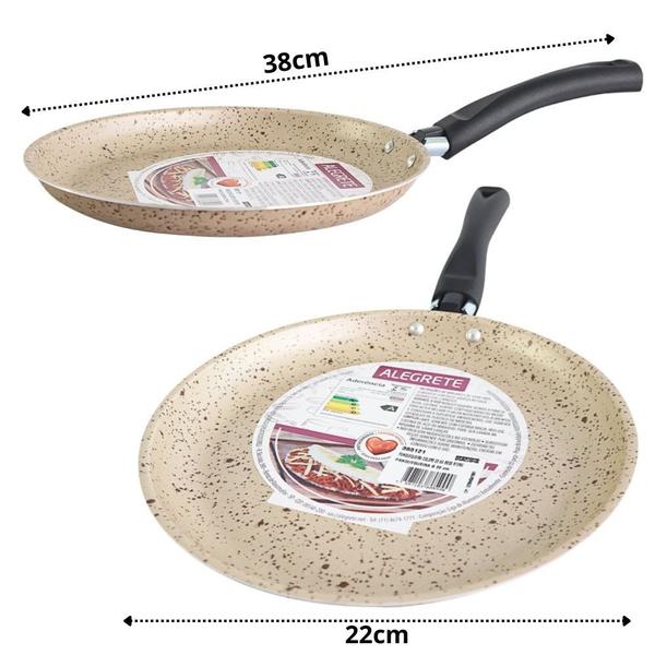 Imagem de Panquequeira Frigideira Omelete Crepe Redonda Antiaderente Colore 22cm Bege Stone