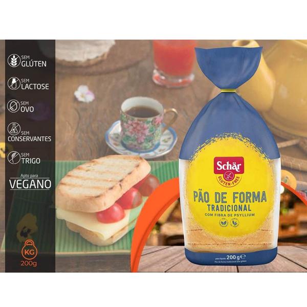 Pão de Forma sem Glúten Schar Tradicional 200g Imagem de Pão de Forma sem Glúten Schar Tradicional 200g
