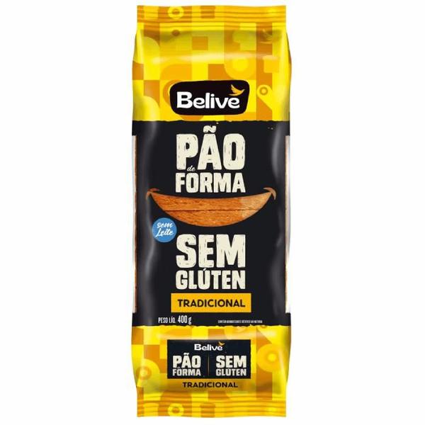 Pão de Forma Sem Glúten, Sem Leite Belive Tradicional 400g Imagem de Pão de Forma Sem Glúten, Sem Leite Belive Tradicional 400g