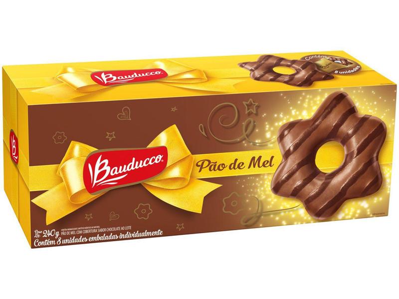 Pão de Mel Bauducco com Cobertura de Chocolate - ao Leite 240g 8 Unidades Imagem de Pão de Mel Bauducco com Cobertura de Chocolate - ao Leite 240g 8 Unidades