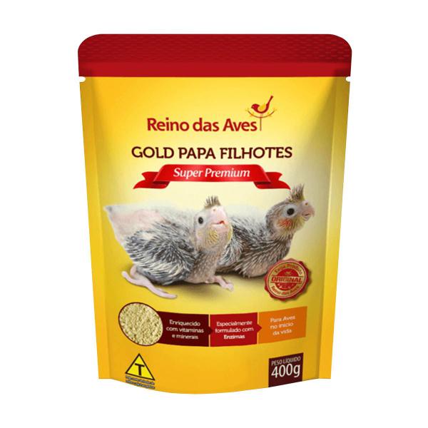 Imagem de Papa Filhotes Gold 400g Reino das Aves Papinha Tratar Filhote Calopsita Ring Neck Agapornis Maritaca