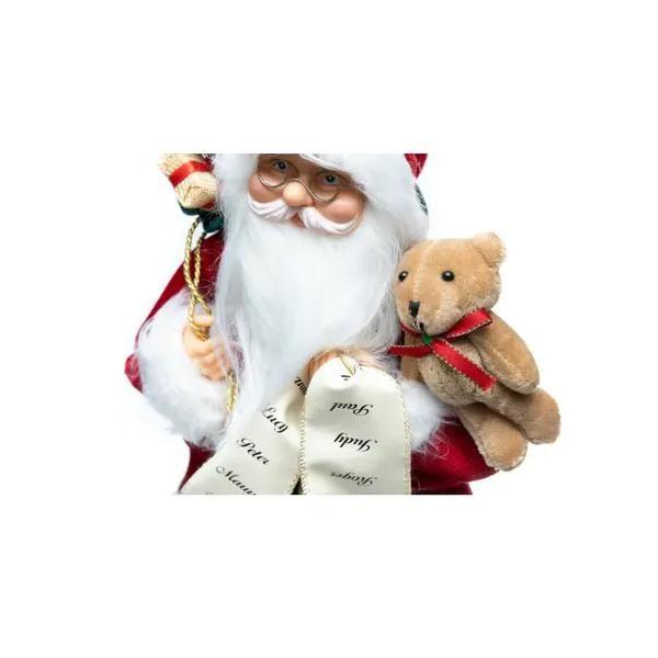 Imagem de Papai Noel 30cm Enfeite Boneco Luxo Lista De Presente Urso