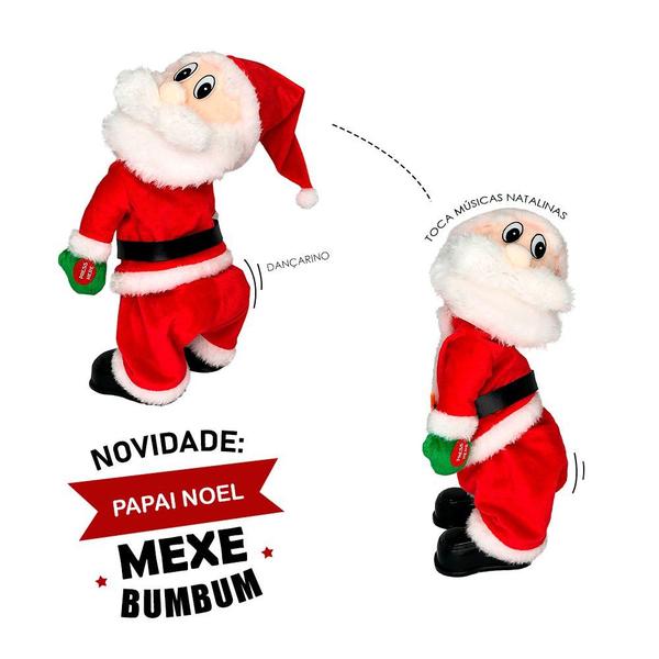 Imagem de Papai Noel 32cm Musical Dançarino Mexe O Bumbum