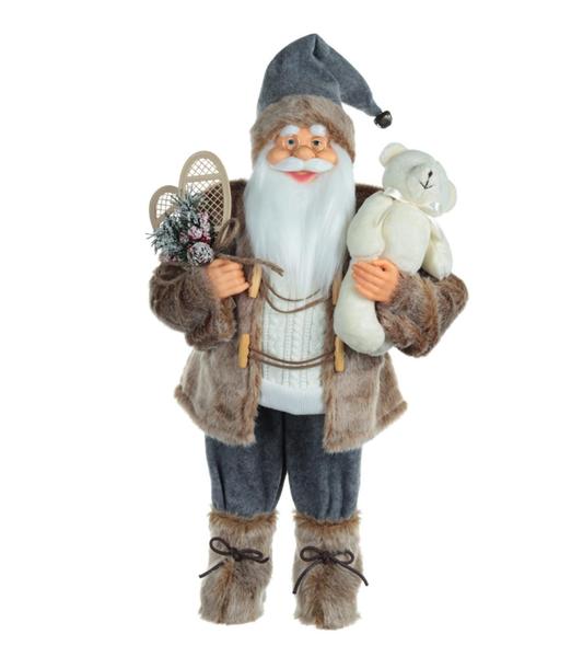 Imagem de Papai Noel Boneco Eskimo Alegre Marrom e Cinza 30cm 