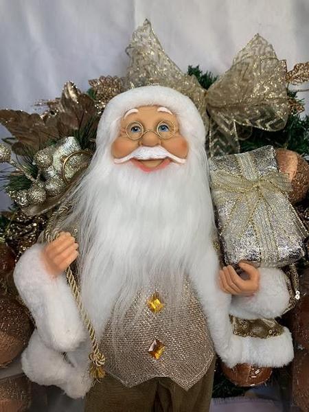 Imagem de Papai noel casaco paete dourado saco de presente luxo 40cm