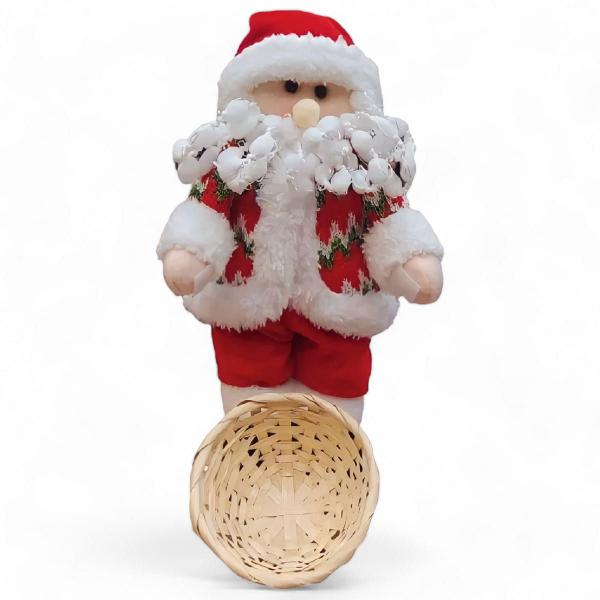 Imagem de Papai Noel Com Cesta De Palha - Decoração Natalina