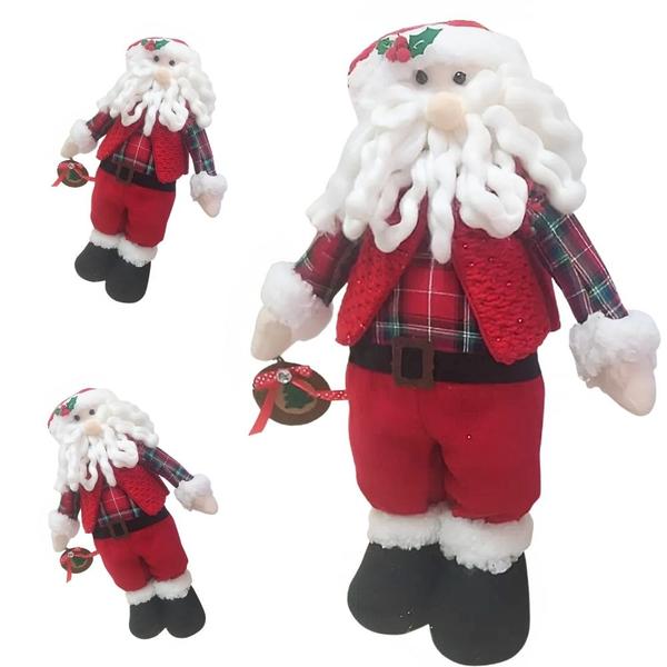 Imagem de Papai Noel Com Enfeite - Xadrez - 50cm (cromus)