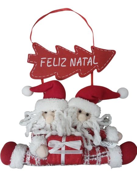 Imagem de Papai Noel com Placa 38cm Feliz Natal