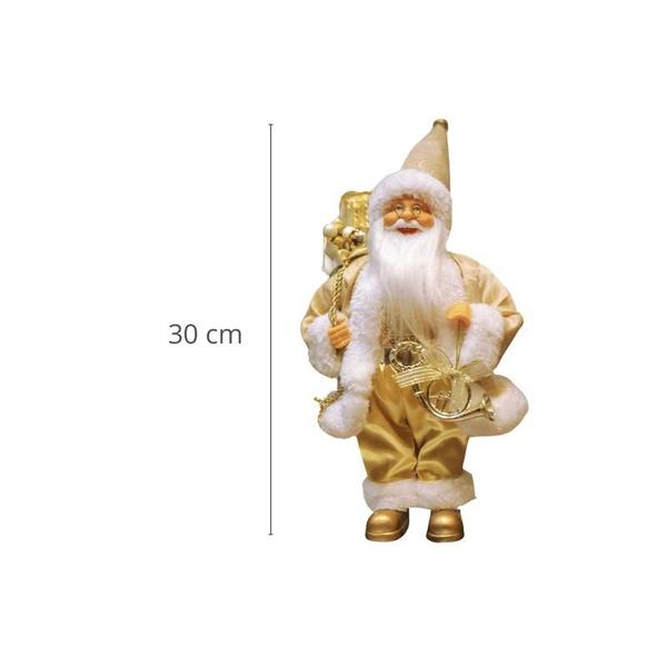 Imagem de Papai Noel Decoracao Natal 30cm Dourado Instrumento Musical Decoracao Natalina Premium