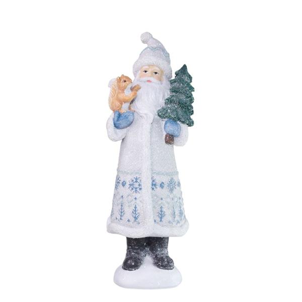 Imagem de Papai Noel Decorativo em resina pinheiro e esquilo azul 23cm