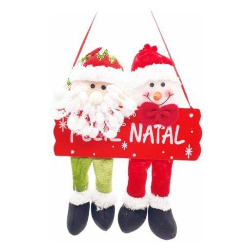 Imagem de Papai Noel E Boneco De Neve Enfeite Pendente De Natal 35 Cm