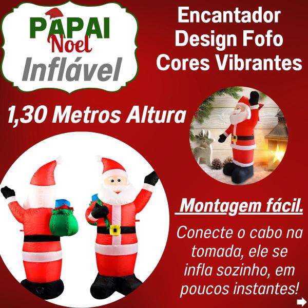 Imagem de Papai Noel Grande Enfeite Natalino Interno e Externo Inflável Com LED Decoração de Natal Elétrico Bivolt