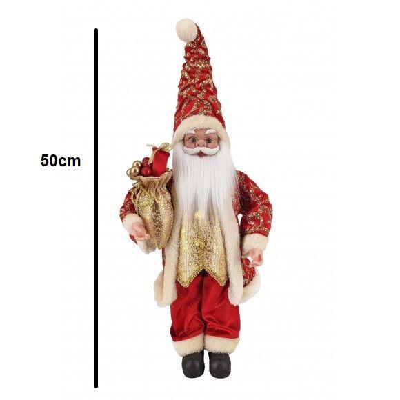 Imagem de Papai Noel Grande Vermelho Gliter Dourado Decoração 50cm