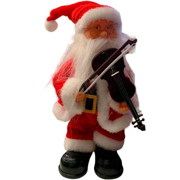 Imagem de Papai Noel Musical Com Violino Decoração de Natal Com Som E Movimento 27cm