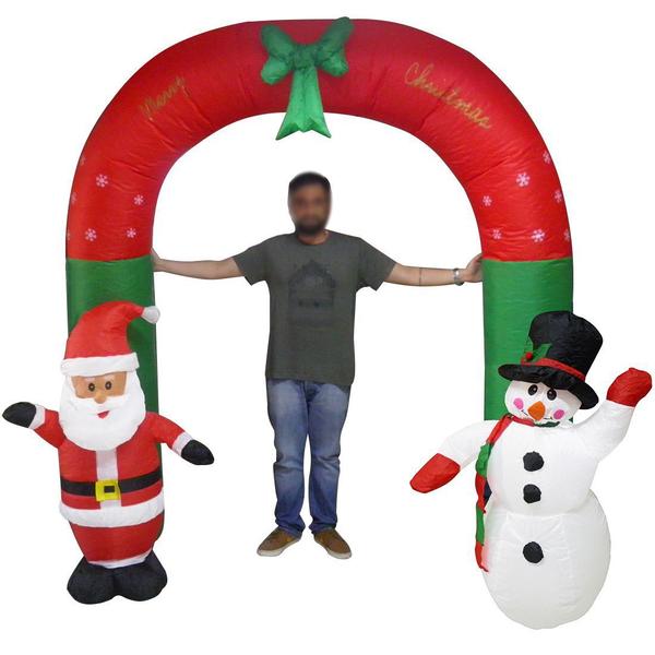 Imagem de Papai Noel Natal Boneco de Neve em Arco Inflavel Natalino 2 metros e 30 cm