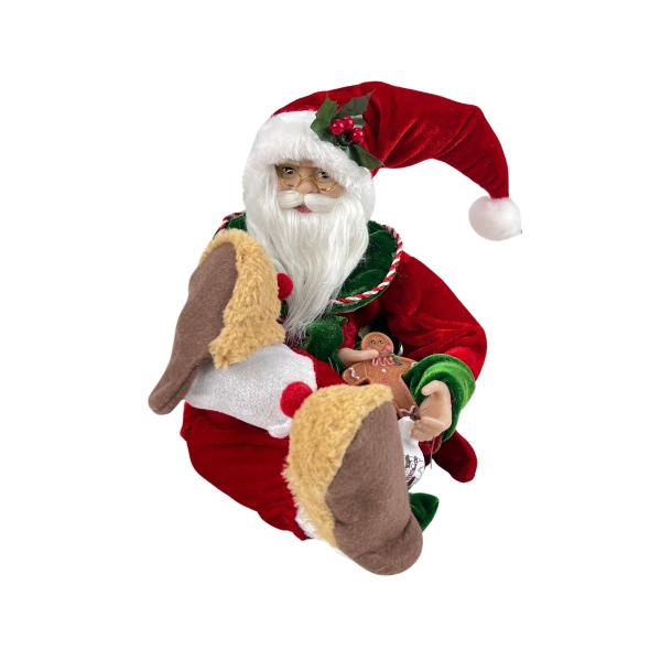 Imagem de Papai Noel Sentado Com Roupão e Pantufa Enfeite Natal 45 cm Tok da Casa