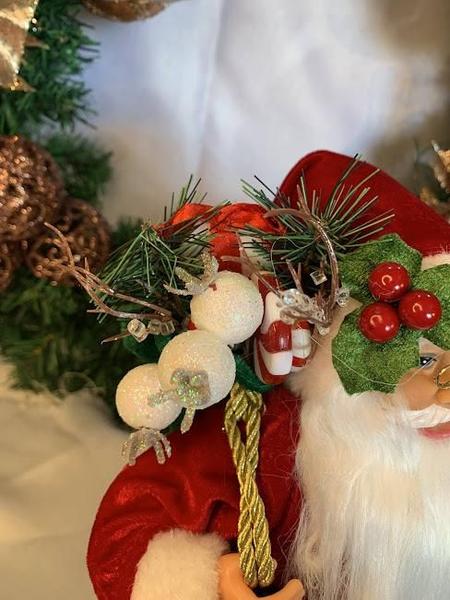 Imagem de Papai Noel Sentado Tradicional com Urso Saco Presente 40cm