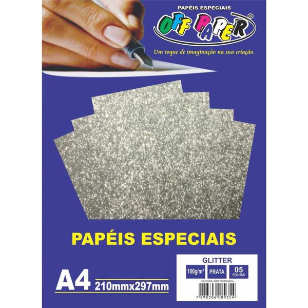 Imagem de Papel A-4 Glitter Prata -180g 