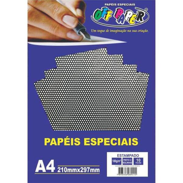 Imagem de Papel A4 180g 10fls Estampado Preto Off Paper