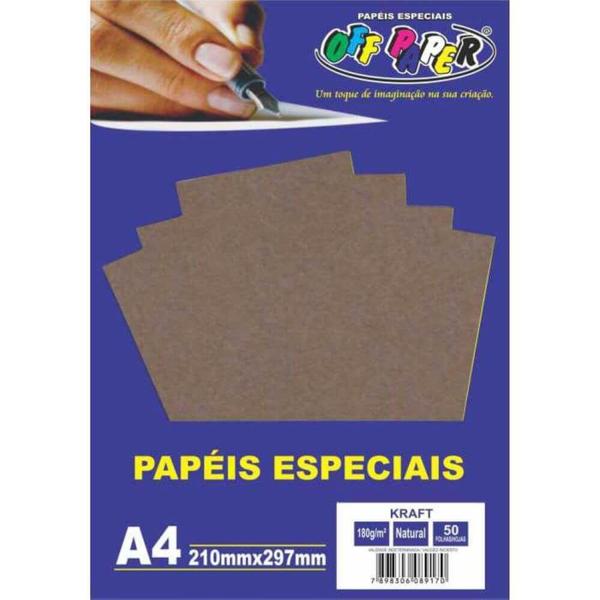 Imagem de Papel A4 180G 50fls Kraft Natural Off Paper