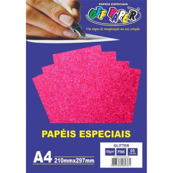 Imagem de Papel A4 180g 5fls Glitter Pink Off Paper