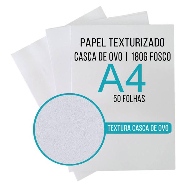 Imagem de Papel A4 180g Textura Casca de Ovo  Branco Fosco 50 folhas