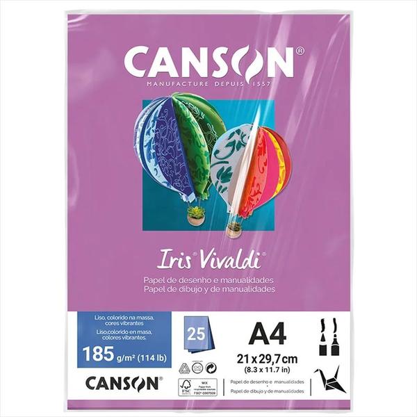 Imagem de Papel A4 185g Canson iris vivaldi malva com 25 folhas