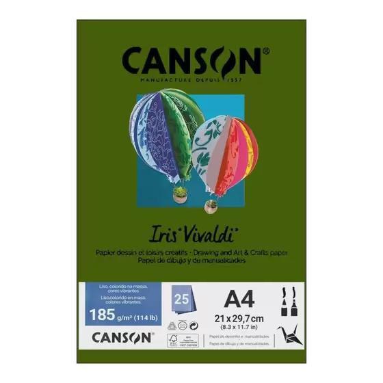 Papel A4 185g Canson iris vivaldi verde safari com 25 folhas Imagem de Papel A4 185g Canson iris vivaldi verde safari com 25 folhas