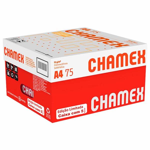 Imagem de Papel a4 75 G/m² 500 Folhas Branco 3005 Chamex - 5pc