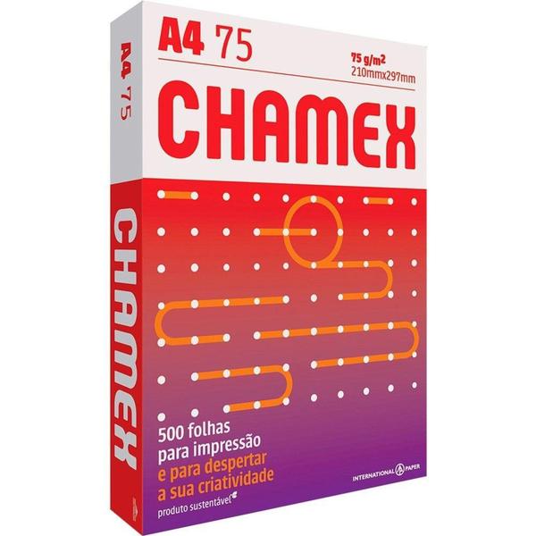 Papel a4 75g/m office branco resma c/ 500fls - chamex Imagem de Papel a4 75g/m office branco resma c/ 500fls - chamex