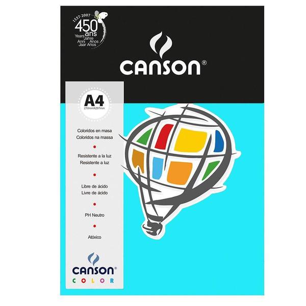 Imagem de Papel A4 Canson Color Plus 180G Azul Turquesa 10 Folhas