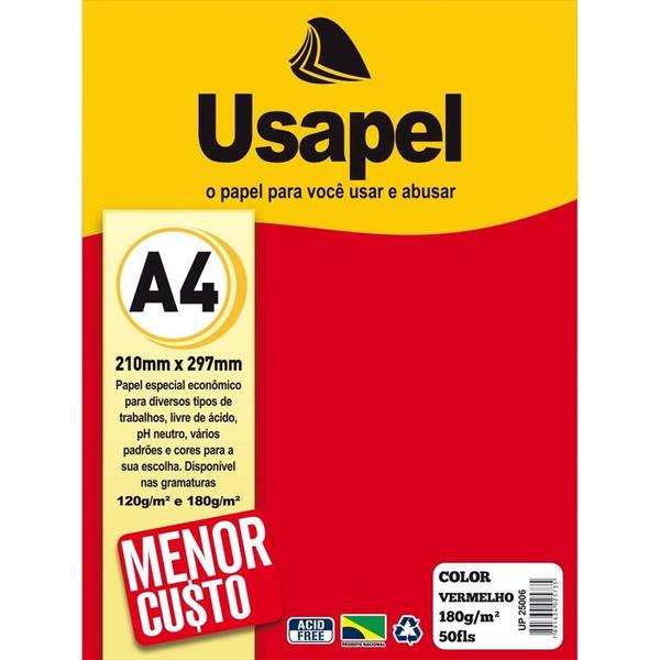 Imagem de Papel a4 color usapel vermelho 180g. filiperson