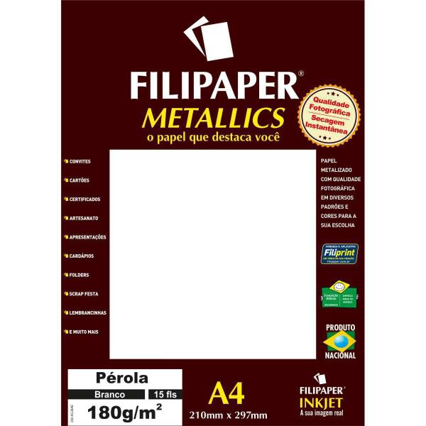 Imagem de Papel A4 Metalico Perola Branco 180Gr.