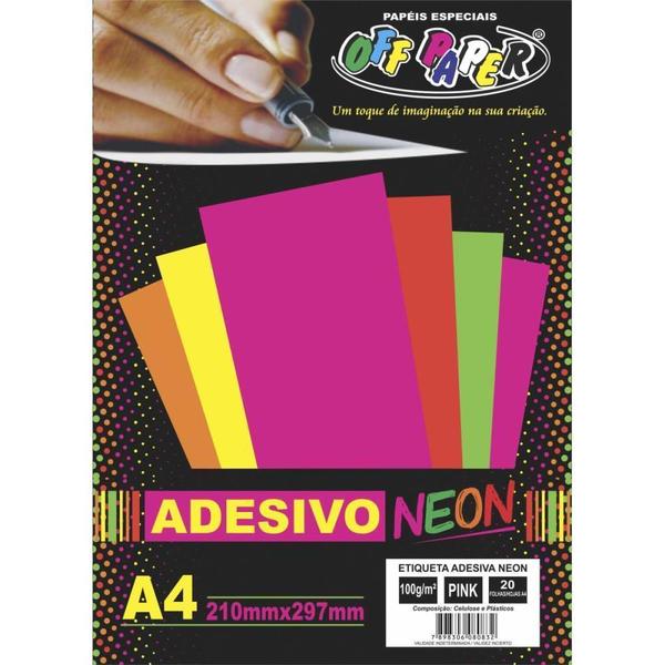 Imagem de Papel A4 Neon Adesivo Pink 100G.