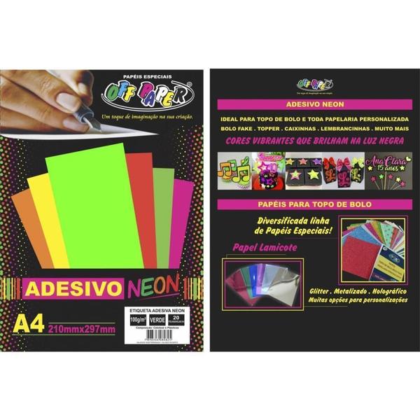 Imagem de Papel A4 Neon Adesivo Verde 100G.