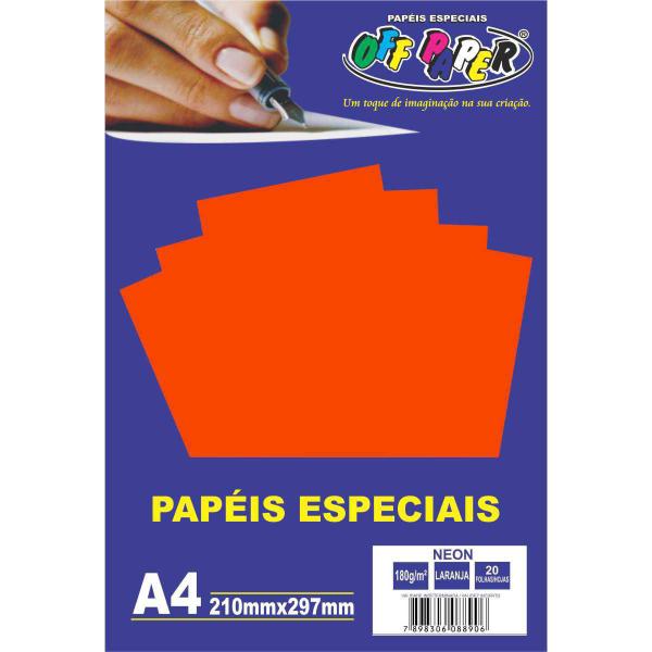 Imagem de Papel A4 Neon Laranja 180G.