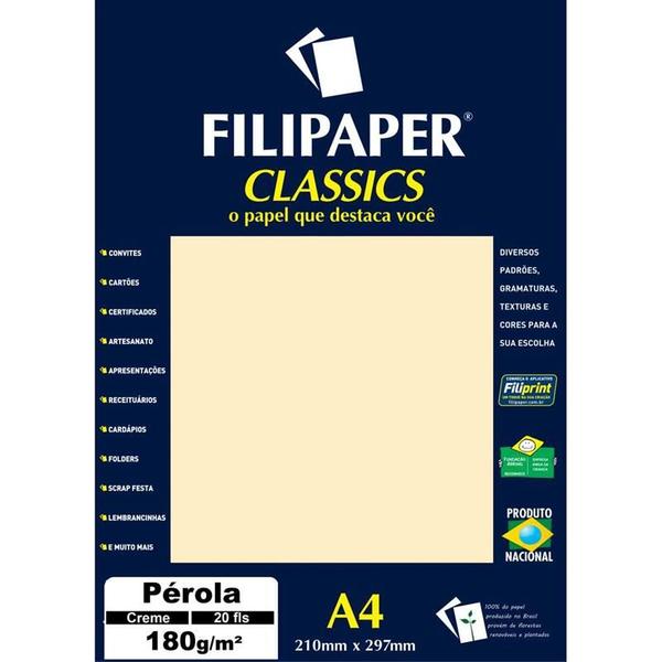 Imagem de Papel a4 perolado creme 180g. filiperson