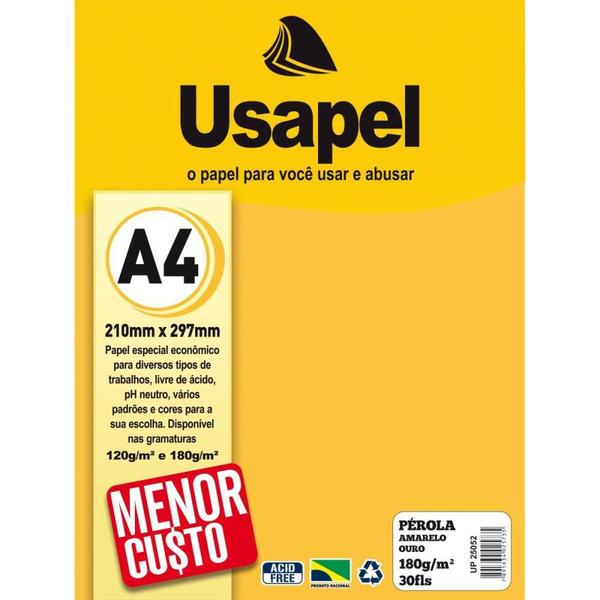 Imagem de Papel A4 Perolado Usapel Amarelo Ouro 180G