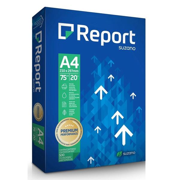 Imagem de Papel A4 Report - Suzano - Branco 75g/m2 - 210mmx297mm - (500 folhas) - Kit com 02 pacotes