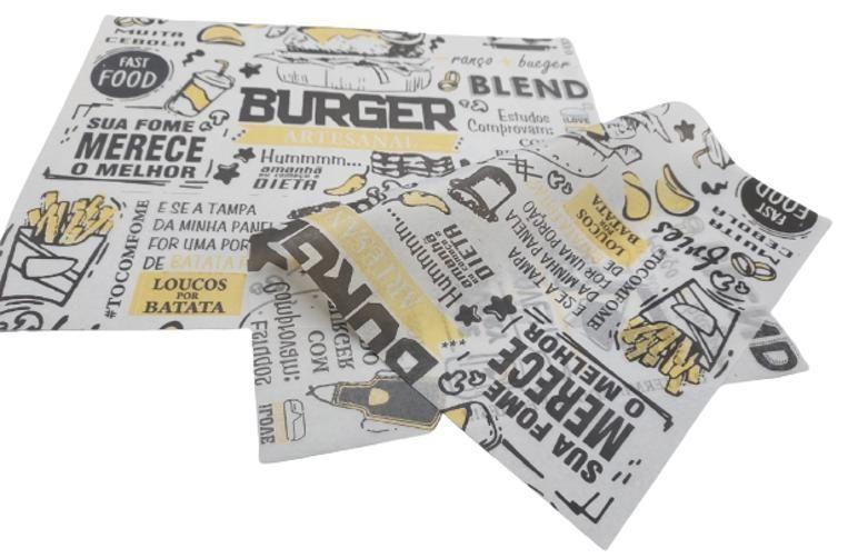 Imagem de Papel Acoplado 100 Folhas Delivery Embalar Hamburguer Lanche