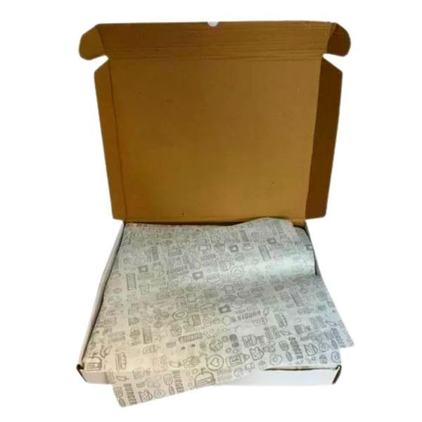 Imagem de Papel Acoplado Estampado para Hamburguer Frios Lanches - 30x38cm - CX 400 Folhas