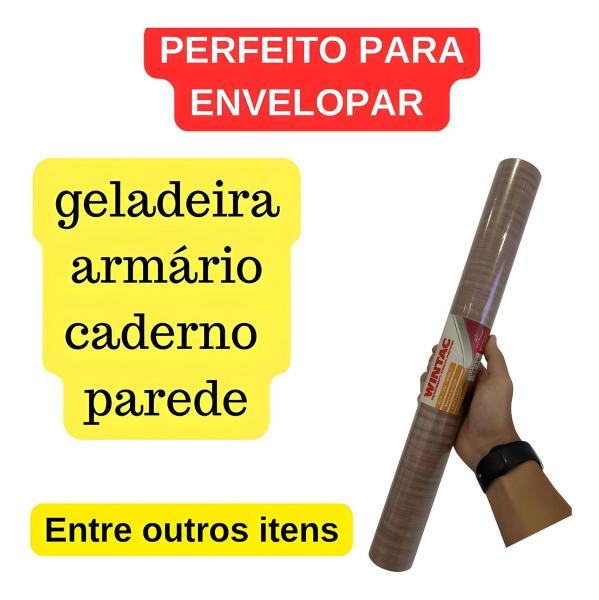 Imagem de Papel Adesivo Contact Madeirado Lavável Envelopamento Móveis Madeira 10mt x 45cm