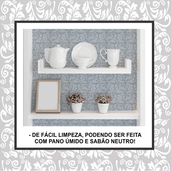 Imagem de Papel Adesivo Envelopamento Contact Brand Móveis Armário Sala Cozinha Quarto Arabesco Cinza 45cmx10m