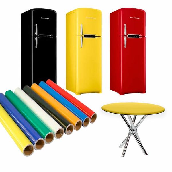 Papel Adesivo Envelopamento Vinílico Moveis Geladeira Preto Fosco 7,5m x 50cm - Colaí Adesivos Imagem de Papel Adesivo Envelopamento Vinílico Moveis Geladeira Preto Fosco 7,5m x 50cm