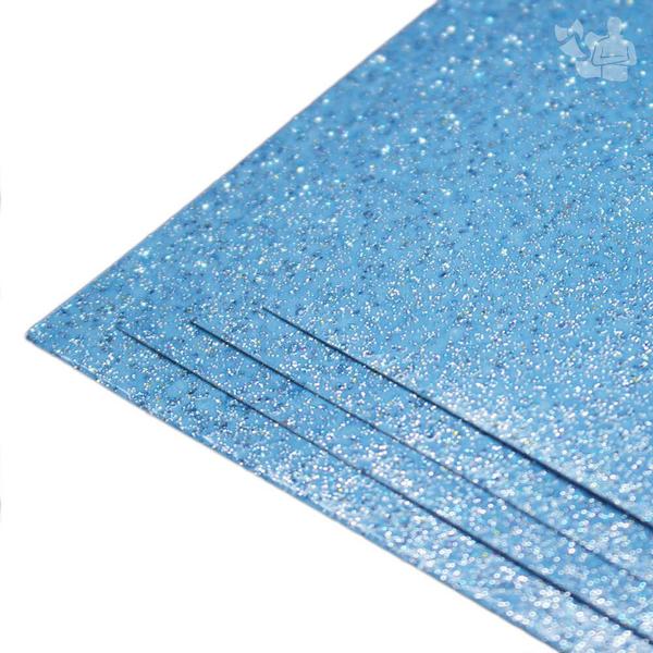 Imagem de Papel Adesivo Glitter 210g A4 (Azul Claro) 5 Folhas 