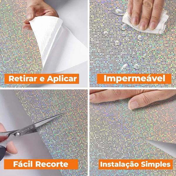 Imagem de Papel Adesivo Glitter Bolinhas Coloridas Lavavel Para Decoração De Ambientes Diversos