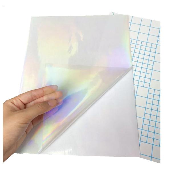 Imagem de Papel Adesivo Holográfico Vinil Clear Transparente A4 50Fls