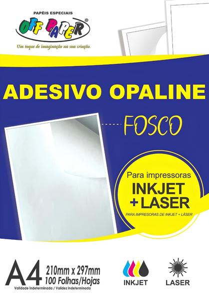 Imagem de Papel Adesivo Opaline Fosco A4 100F Off Paper Inkjet + Laser