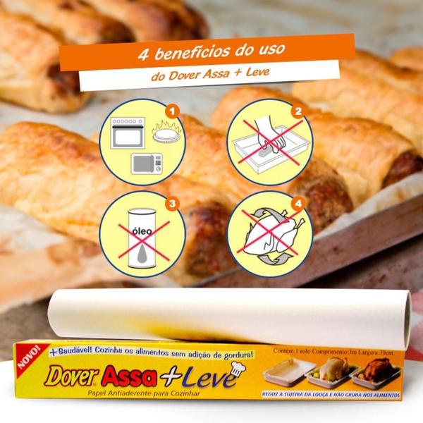 Papel Antiaderente Dover Assa+Leve Cozinhar Rolo 30Cm X 3M 4 - dover roll Imagem de Papel Antiaderente Dover Assa+Leve Cozinhar Rolo 30Cm X 3M 4
